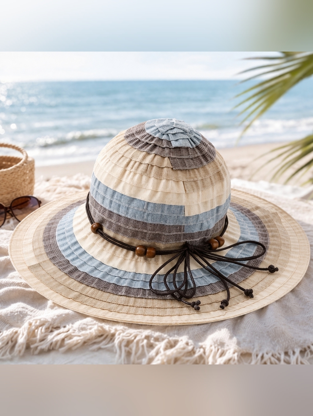 SCALA Women's Handmade FLOPPY Stripe BEACH SUMMER Tropical Trends SUN HAT OS